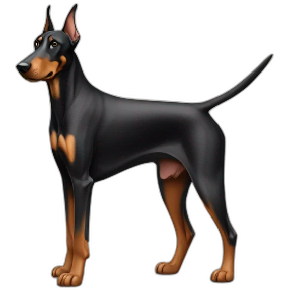 A Doberman dog with a smart look emoji