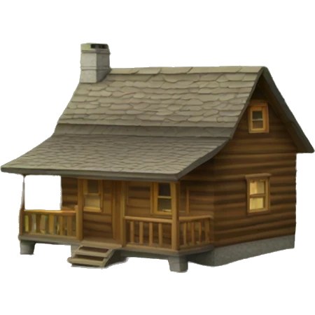 A wood cabin in the mountains and forest emoji