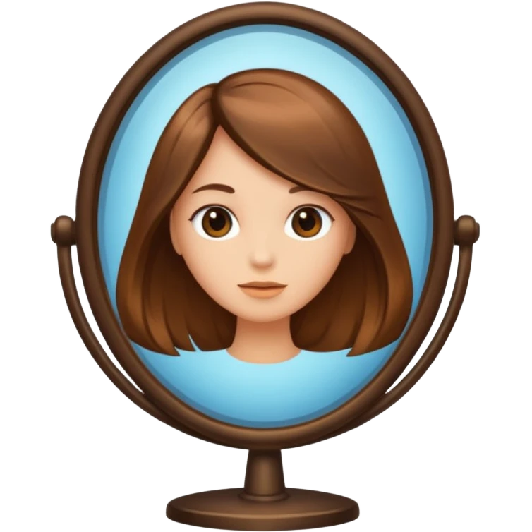 mirror with a reflection of perfect hair emoji