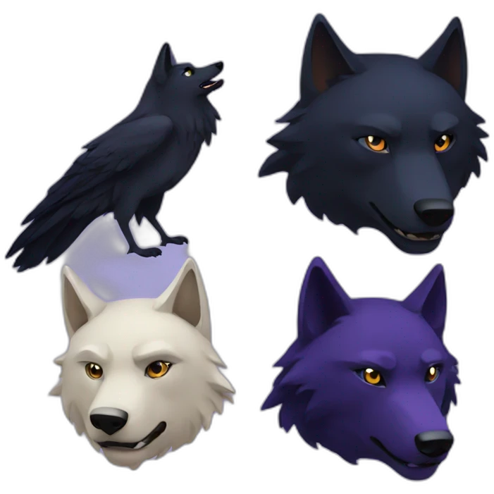 wolf and raven emoji