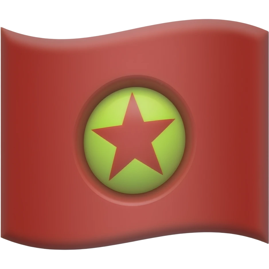 bayrağı kırmızı zemin üzerine, ortasında yeşil-sarı daire içinde kırmızı yıldız bulunan bir tasarımdır � emoji