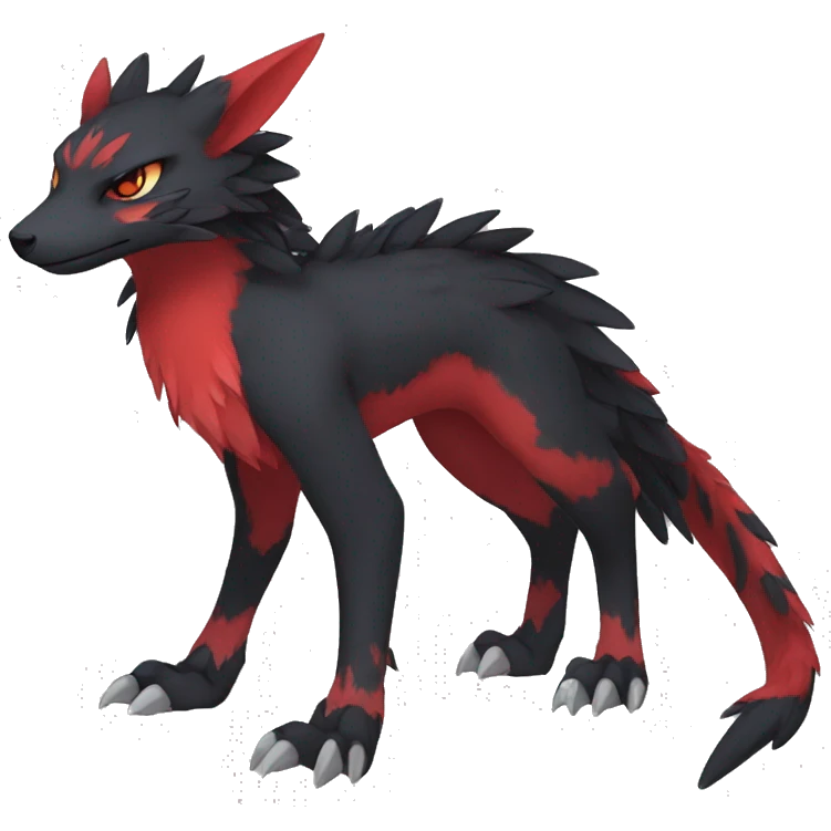 Anthro Cute cool black red nargacuga animal hybrid Fakemon full body emoji
