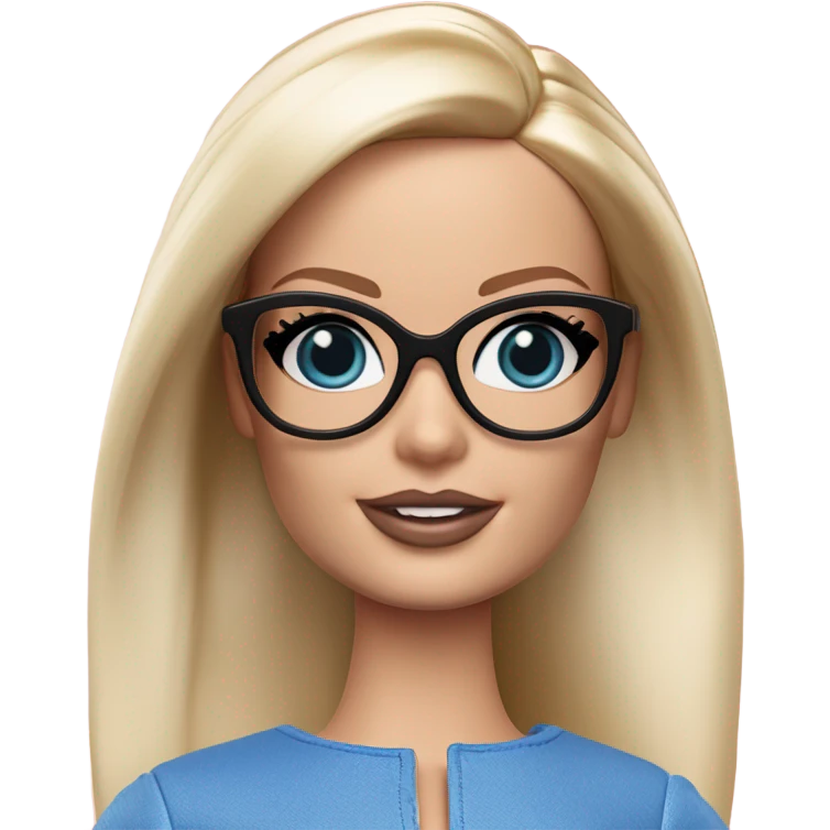 Margot Robbie Barbie blue eyes black glasses  emoji