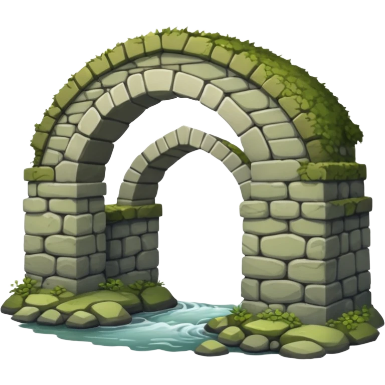 a simple rustic stone bridge without water, used to cross a river. emoji