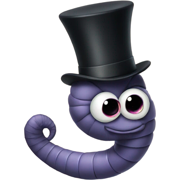 Worm wearing a top hat emoji