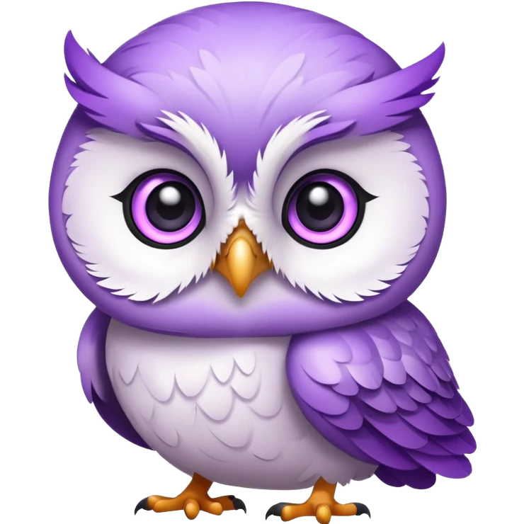 cute baby owl white purple emoji