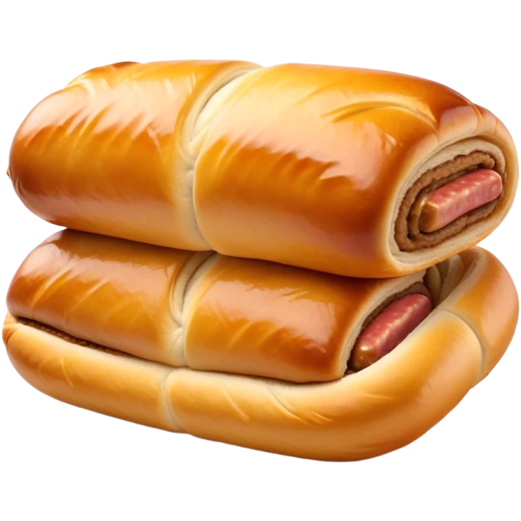 Cinematic Realistic Sausage Roll Dish Emoji, depicted with a crisp, golden pastry wrapped around flavorful sausage, rendered with detailed textures and appetizing lighting. emoji