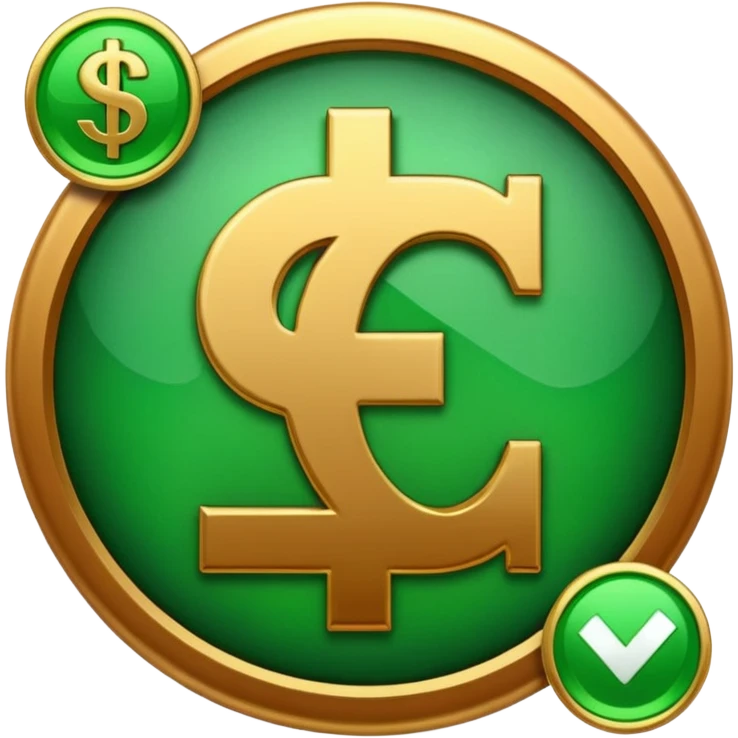 animated checkmark emoji with dollar and cent symbols emoji