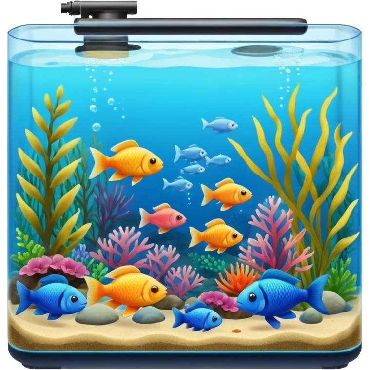 A big bulky long fish tank with lots of aquatic life in it  emoji