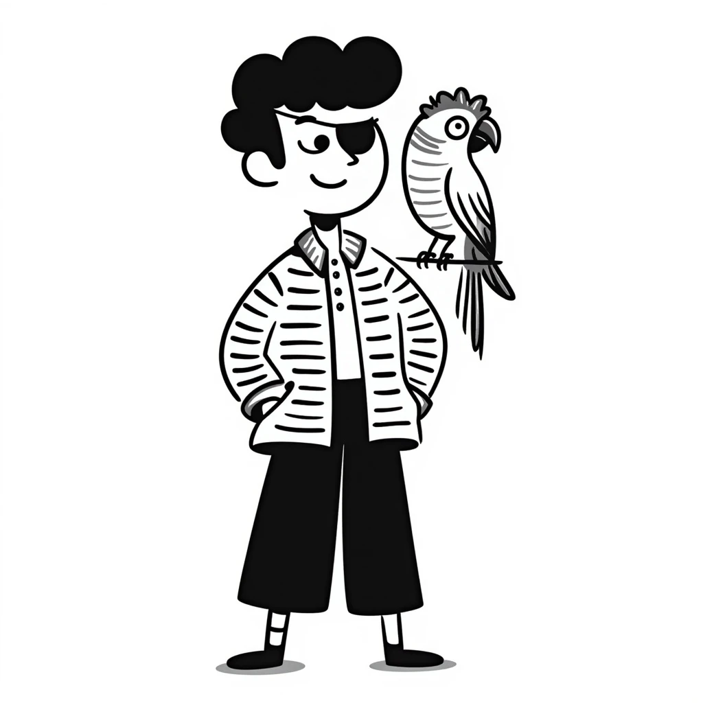 pirate with eye patch and parrot emoji