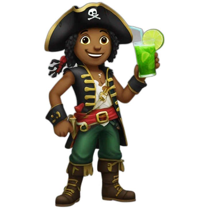 young pirate drinking mojito emoji