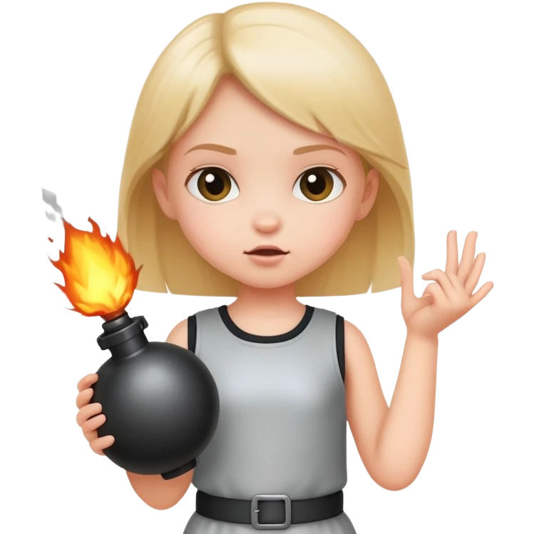 little girl holding a bomb emoji
