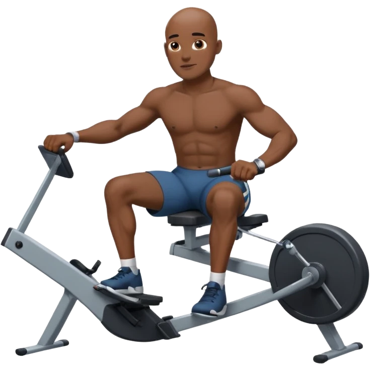 bald african american male on rowing machine emoji