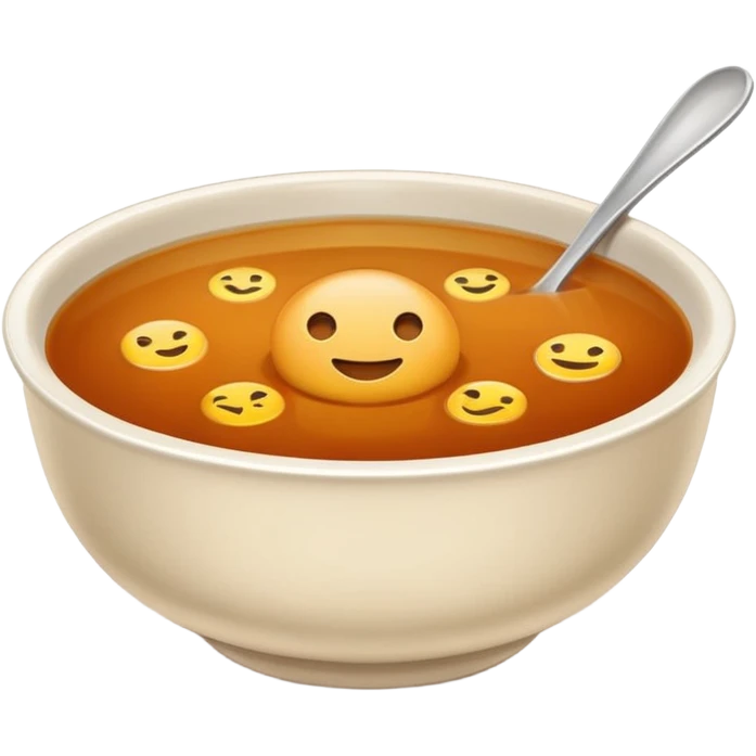 brown consommé, plain bowl, clear brown soup, emoji style emoji