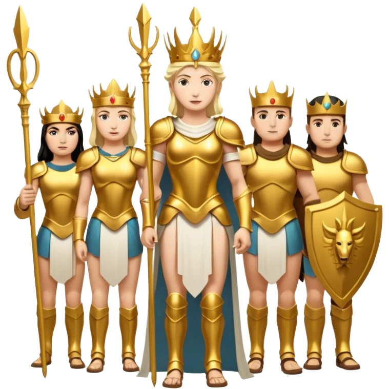group of white trojans being led by a woman queen emoji