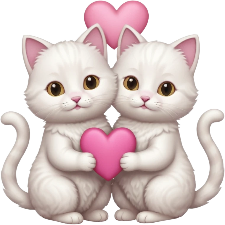 white tow cats hands holding a pink heart emoji