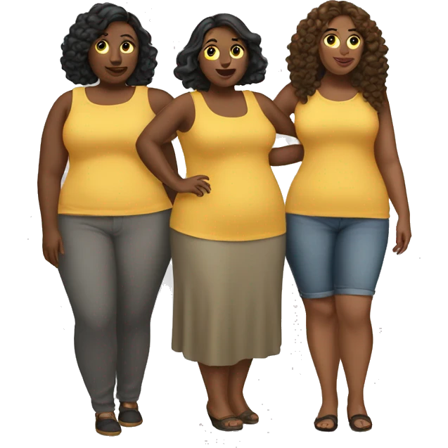 3 three women plus size emoji