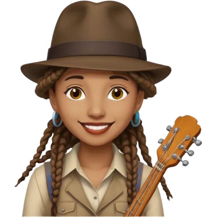 female Musician with dreadlocks and fedora emoji