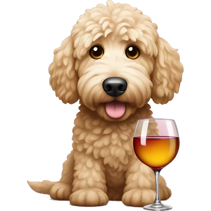 Golden Doodle with a glass of wine emoji