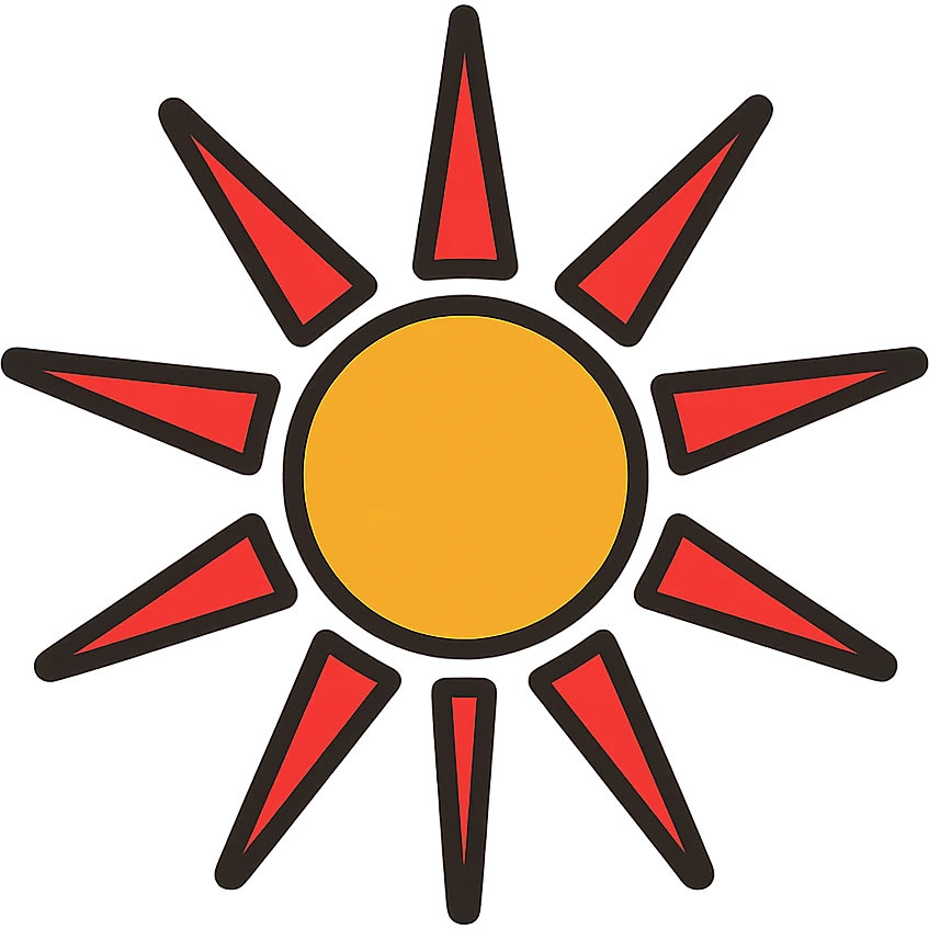 Macedonian sun, minimal geometric design, simple gold lines, elegant and modern emoji