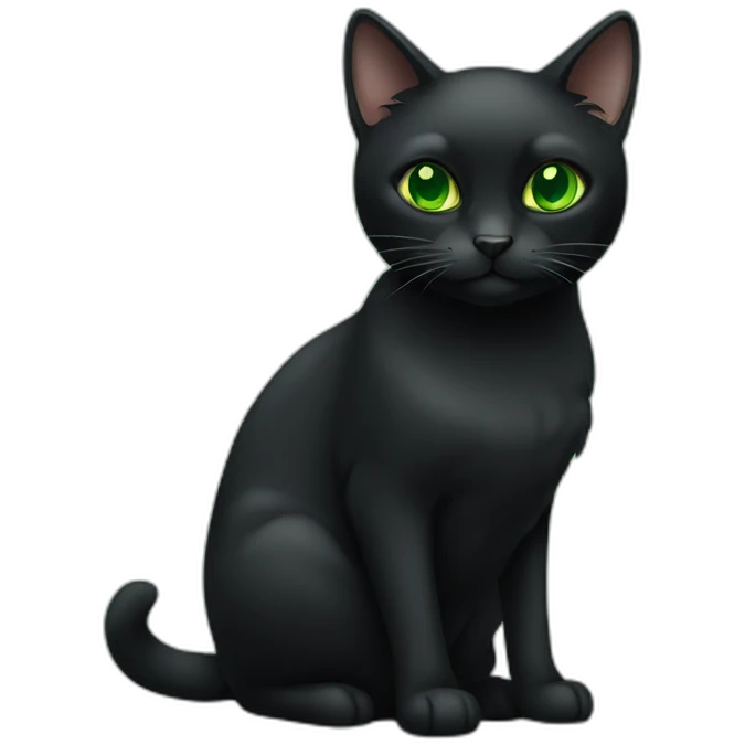 all black cat with green eyes emoji
