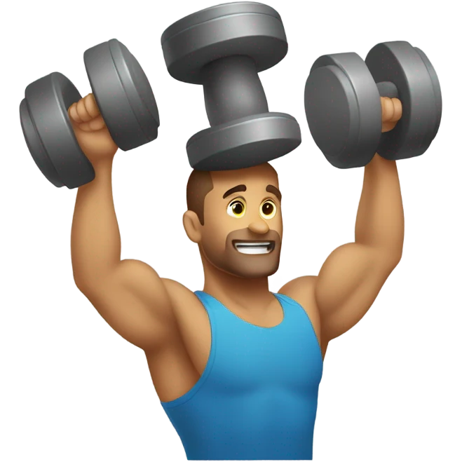 guy training with dumbells behind his head emoji