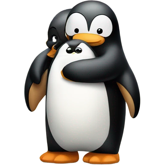 pinguin hugging teddybear  emoji