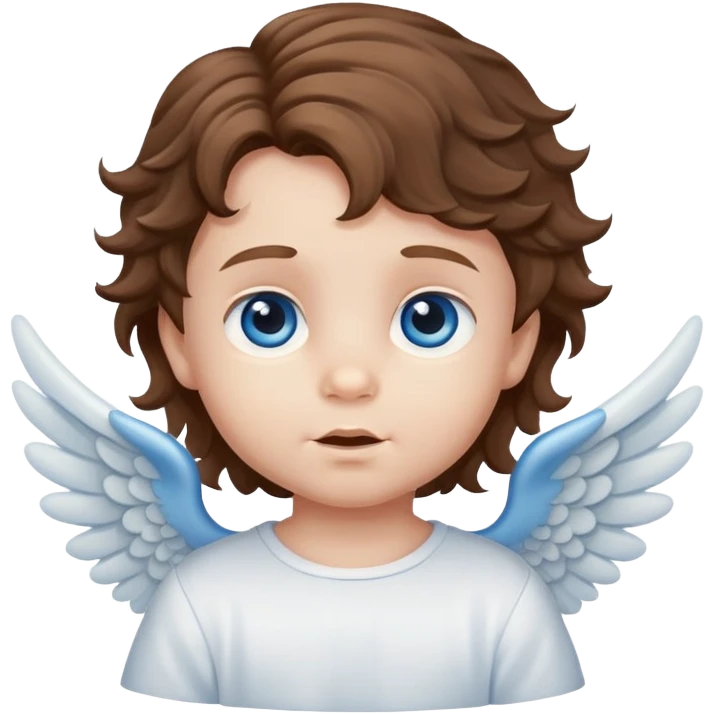  Baby boy angel with brown wavy hair blue eyes emoji