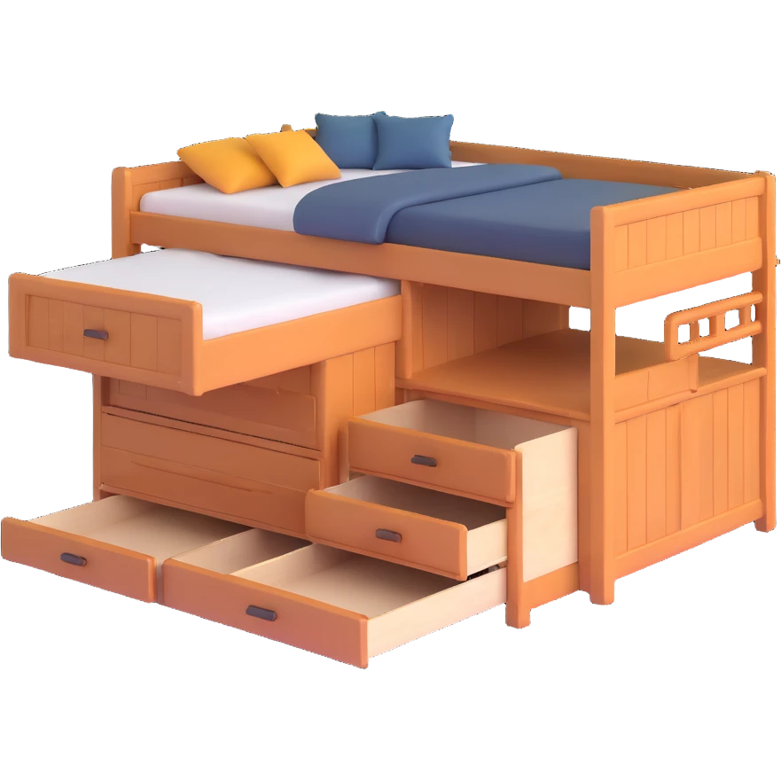cozy wood cabin bed with storage emoji