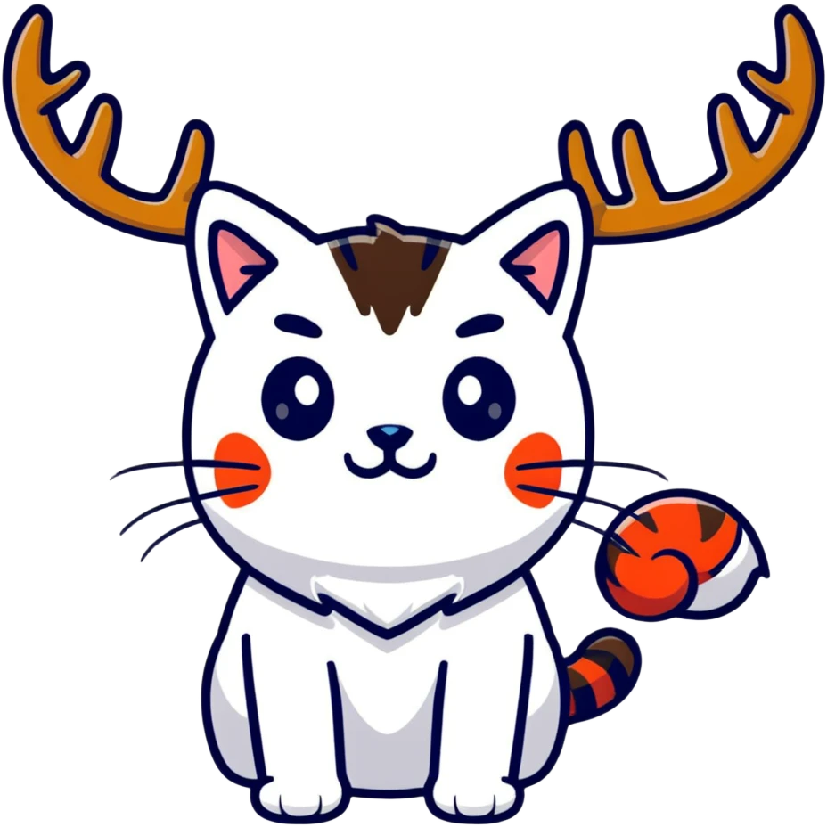 Cat with long fur and antlers  emoji