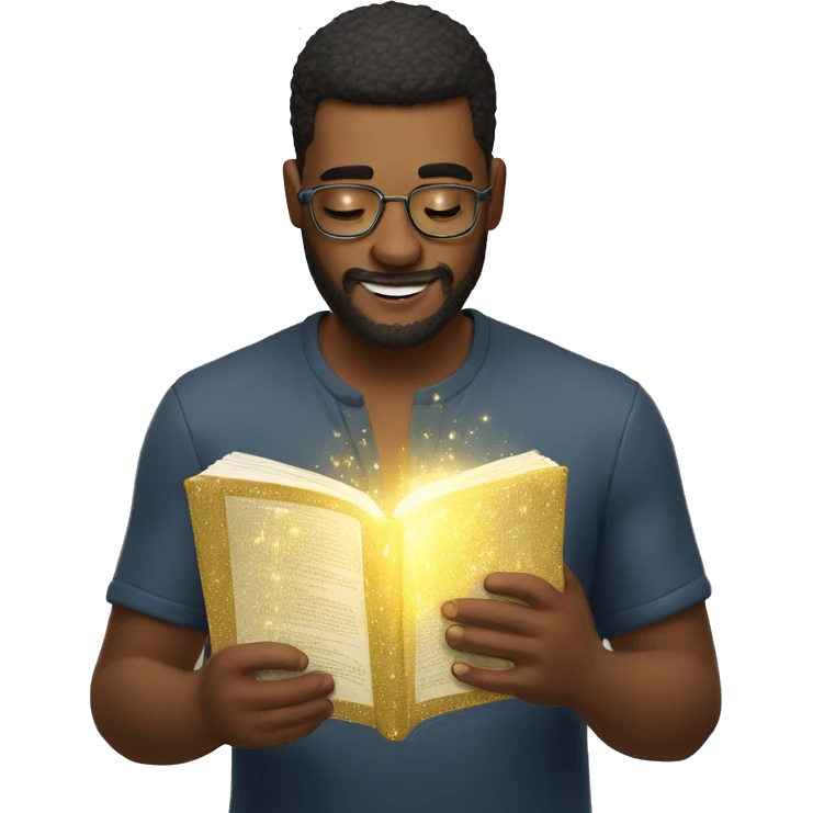 man reading sparkly book emoji