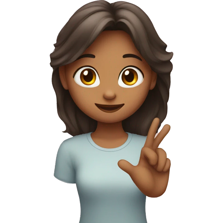 A girl who shapes a heart with her fingers." emoji