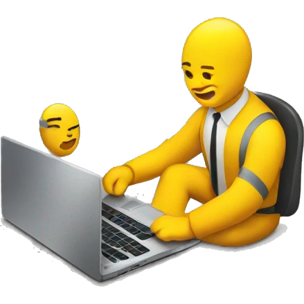 two yellow men working on a laptop together emoji
