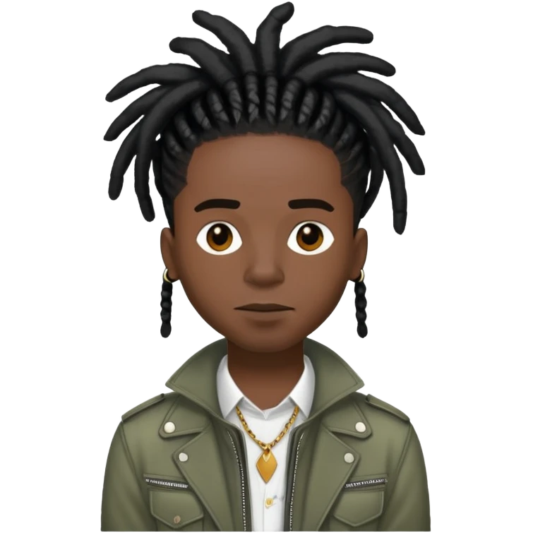 Steve Lacy with black dreads and stylish outfit emoji