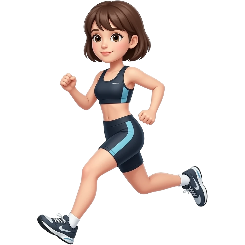 emoji fitness girl with short brown hair during a run emoji