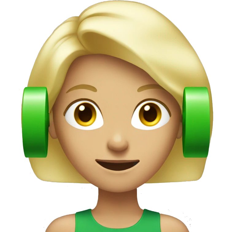 blonde with green dumbbells emoji