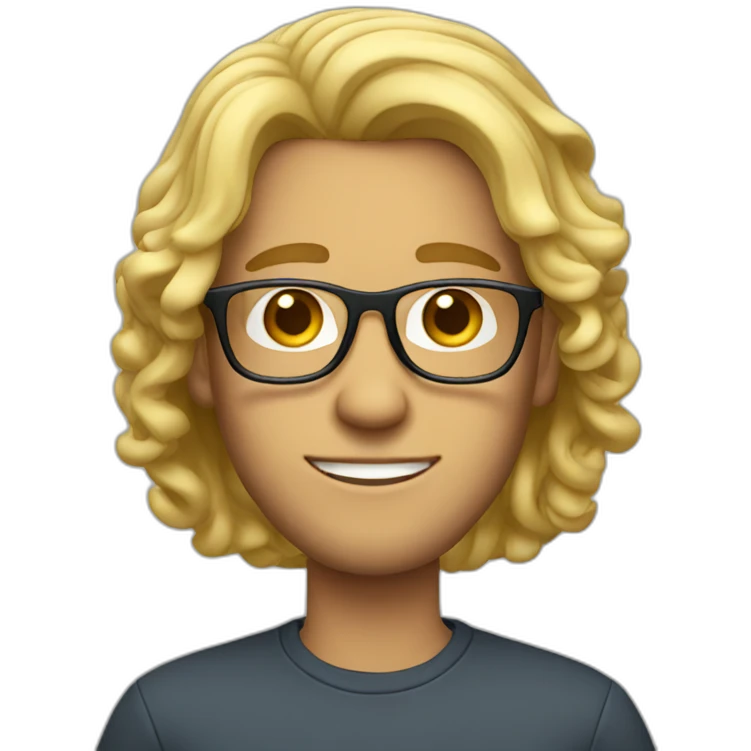 guy with curled mid long hair blonde and glasses emoji