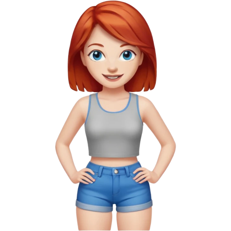 Big ass woman with red hair and blue eyes hot pants emoji