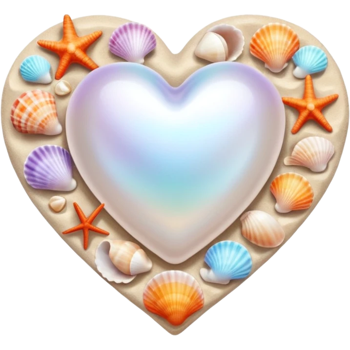 heart with summer seashells emoji