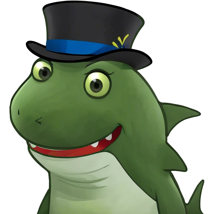 Shark with a top hat emoji