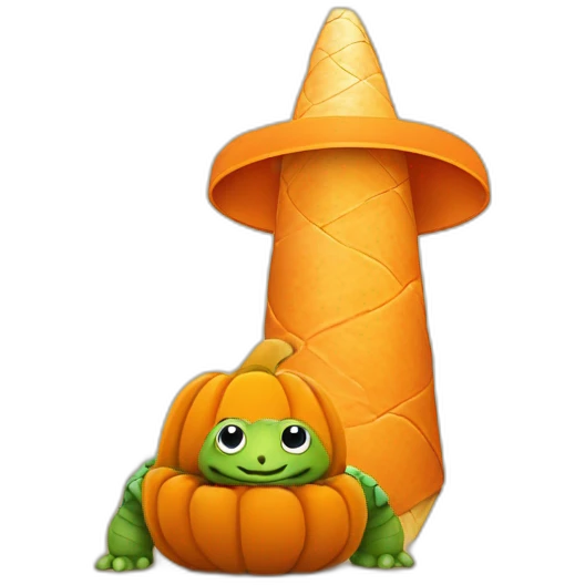 Cone on pumpkin with turtle emoji