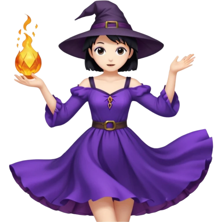crie uma bruxinha de anime dançando emoji
