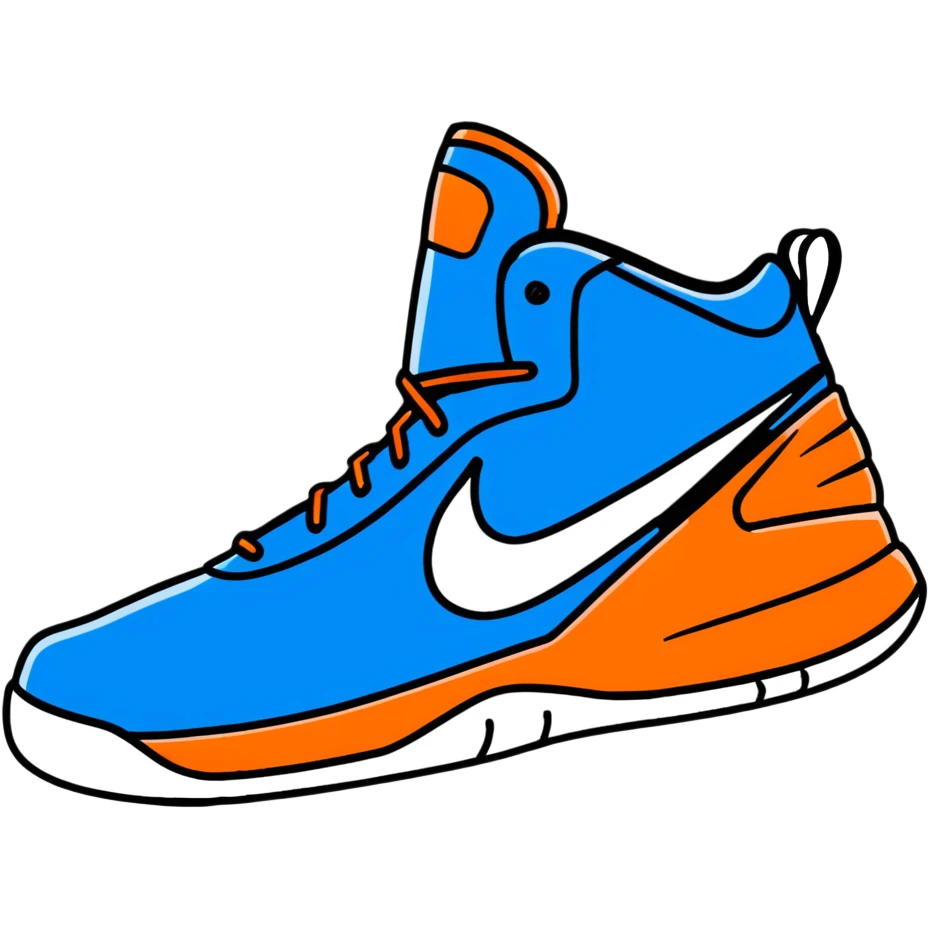 sporty blue Nike basketball shoes with nike logo emoji