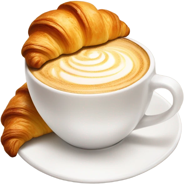 hot cappuccino  and croissant mixed up emoji