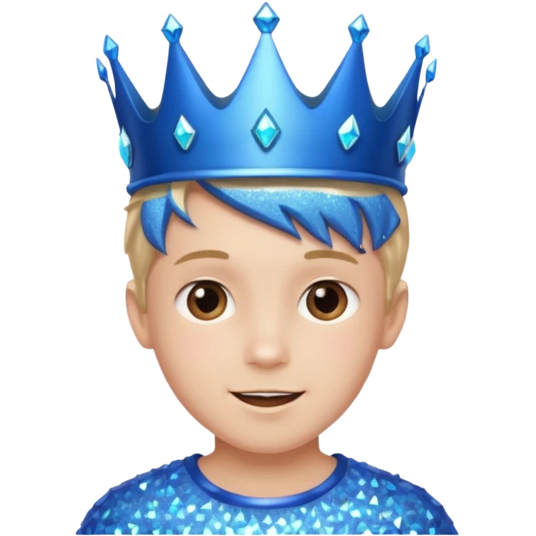 blue Boy happy glitter blue crown emoji