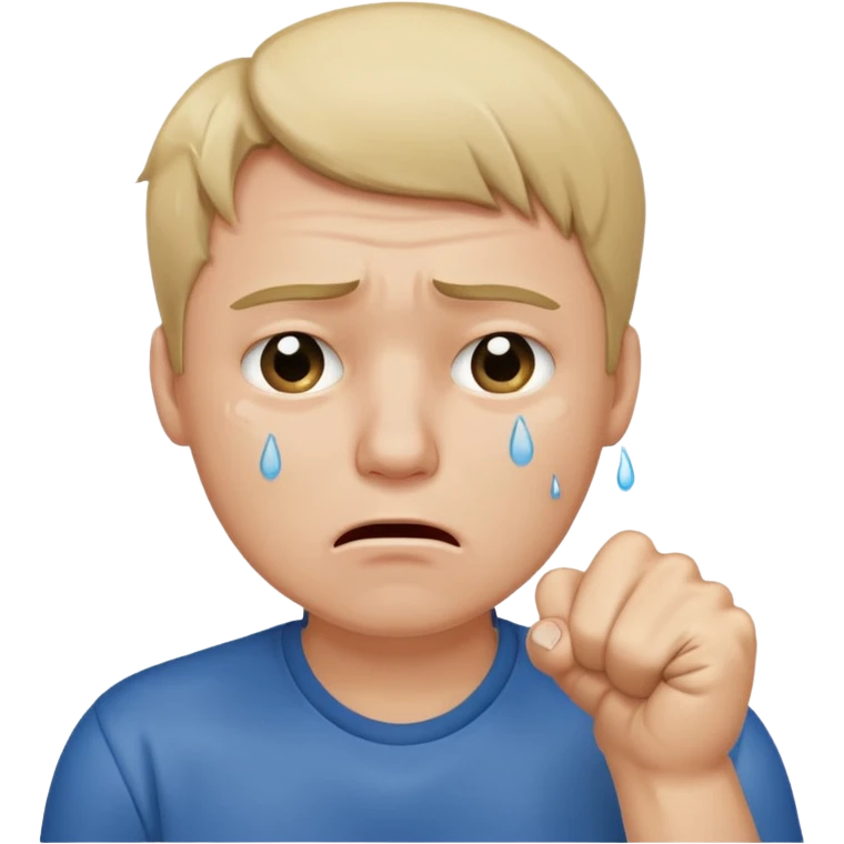 Crying man with his fist holding to his mouth emoji