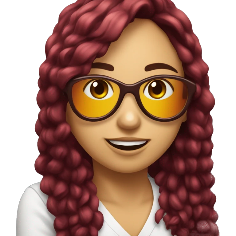 chica pelo castaño y con gafas granate diciendo hola emoji