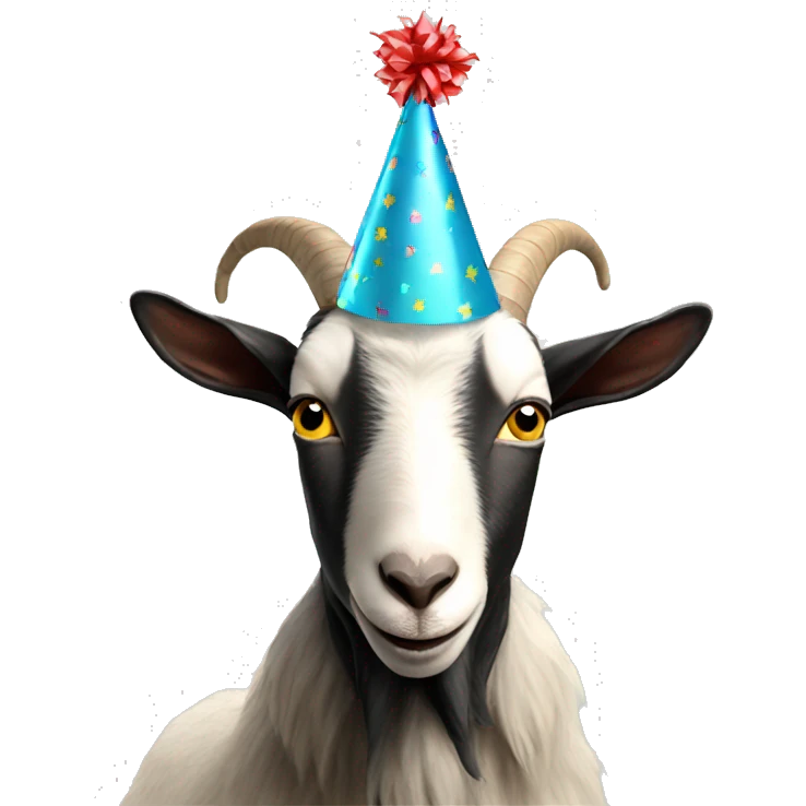 goat wearing party hat emoji