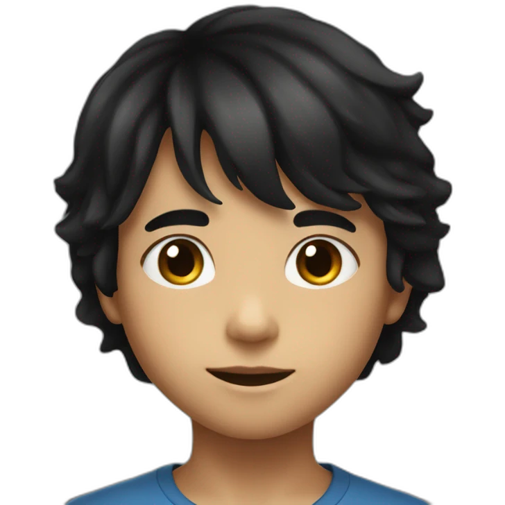 7 year old boy with black hair emoji