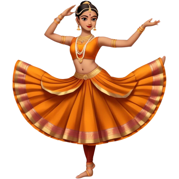 cinematic-realistic-bharatanatyam-dance-emoji,-depicted-as-an-elegant-classical-indian-dance-performance-with-graceful-poses,-intricate-costumes,-and-expressive-hand-gestures,-rendered-with-rich-textures-and-warm-dramatic-lighting, single dancer full body  emoji